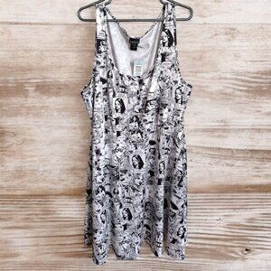 Torrid Comic Print Sleeveless Mini Swing Dress White Black - NWT - Size 3X